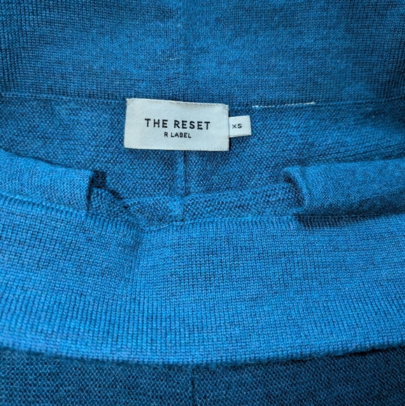 The Reset R Label Pants XS Teal Blue Wool Knit Sweater Cropped Pull On women's - Picture 3 of 5